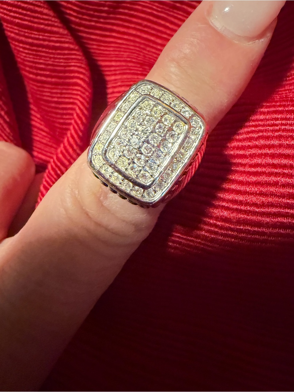 Park Lane Silver Crystal Statement Ring Size 7 New Retired